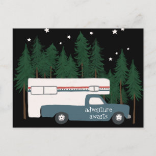 ADVENTURE AWAITS Camping Truck RV Briefkaart