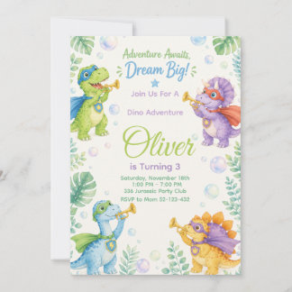 Adventure Awaits Dream Big Dinosaur Birthday Kaart