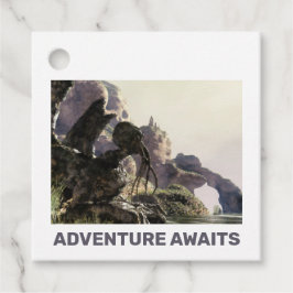 Adventure Awaits. Fantasy landscape Bedankjes Labels
