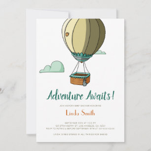 Adventure Awaits Hot Air Ballon Baby shower Kaart