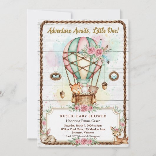 Adventure Awaits Hot Air Balloon Baby Shower Kaart (Voorkant)