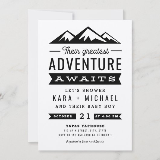 Adventure Awaits Kraft Baby shower Kaart (Voorkant)