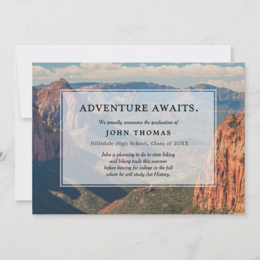 Adventure Awaits-Mountain, aankondiging van Afstud (Voorkant)