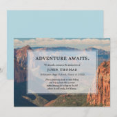 Adventure Awaits-Mountain, aankondiging van Afstud (Voorkant / Achterkant)