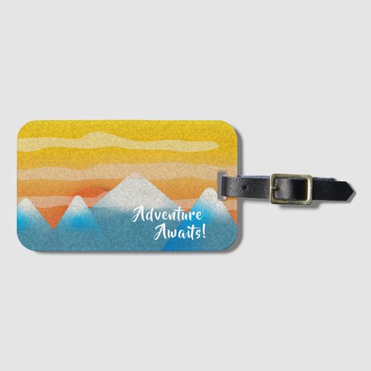 Adventure Awaits Mountain Sunset Bagagelabel (Voorkant (horizontaal))