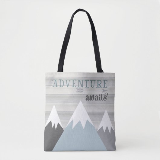 Adventure Awaits Mountain Wooden Draagtas (Voorkant)