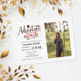 "Adventure Awaits" Outdoor Afstuderen Foto Kaart