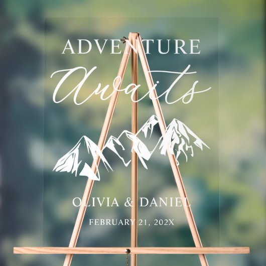 Adventure Awaits Personalized Wedding Acryl Bord (Neutraal)