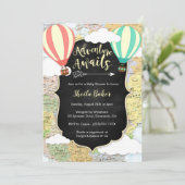 Adventure Awaits Reizen Baby shower Uitnodiging (Staand voorkant)