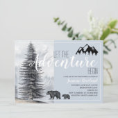 Adventure Awaits Rustic Beren Baby Sprinkle Kaart (Staand voorkant)