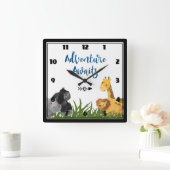 Adventure Awaits Safari Oerwoud Animals Vierkante Klok (Huis)