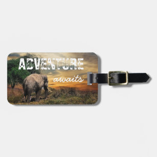 "Adventure Awaits" Thailand Elephant Bagagelabel