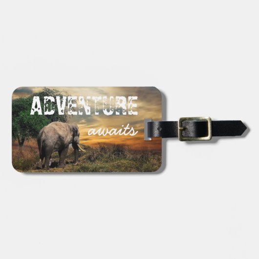 "Adventure Awaits" Thailand Elephant Bagagelabel (Voorkant horizontaal)