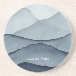 Adventure Awaits Watercolor Mountain Zandsteen Onderzetter
