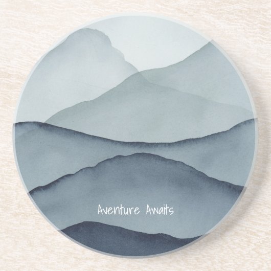 Adventure Awaits Watercolor Mountain Zandsteen Onderzetter (Voorkant)