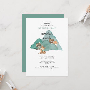Adventure Awaits Woodland Animals Birthday Kaart