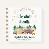 Adventure Awaits Woodland Baby shower Guest Book Notitieboek (Voorkant)
