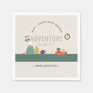 Adventure Awaits Woodland Neutraal Baby shower Servet