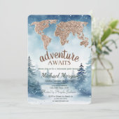 Adventure Awaits World Map Blue Forest Retirement Kaart (Staand voorkant)