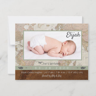 Adventure Baby Fotoaankondiging Bedankkaart