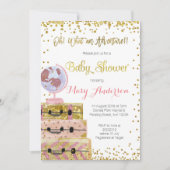 Adventure Baby shower Invitation Gold Glitter Kaart (Voorkant)
