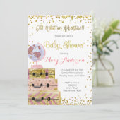 Adventure Baby shower Invitation Gold Glitter Kaart (Staand voorkant)