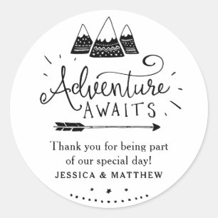 Adventure Baby shower Stickers met Schattigee Berg