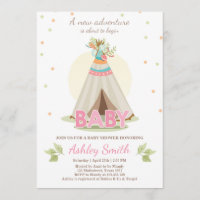 Adventure baby shower uitnodiging Meisje Teepee Bo