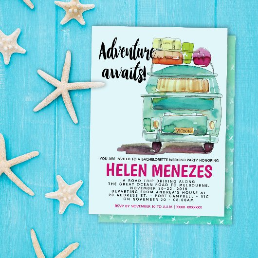 Adventure Bachelorette Weekend Getaway Invite Kaart