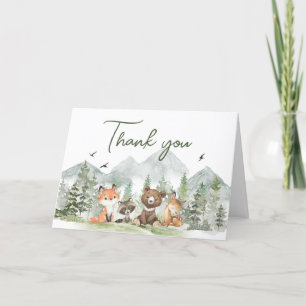 Adventure Begin Woodland Animals Baby shower Bedankkaart