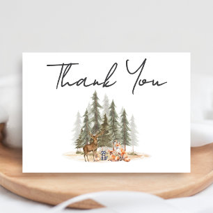 Adventure Begin Woodland Animals Baby shower Bedankkaart