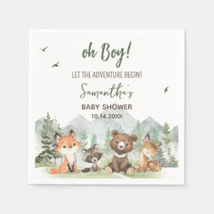 Adventure Begin Woodland Animals Baby shower Servet