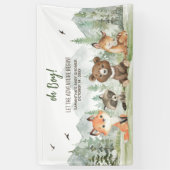 Adventure Begin Woodland Animals Baby shower Spandoek (Verticaal)