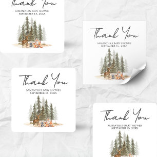 Adventure Begin Woodland Animals Baby shower Vierkante Sticker