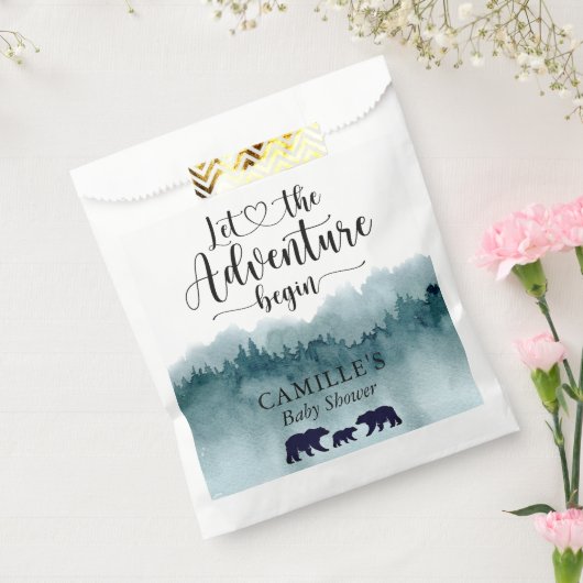 Adventure begint bergen Beren Baby shower Favor Bedankzakje (Gezegeld)