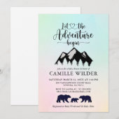 Adventure begint bergen Beren Baby shower Invi Kaart (Voorkant / Achterkant)