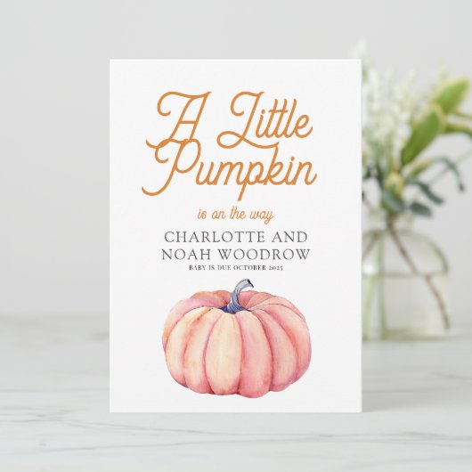 Adventure begint kleine pompoenzwangerschap aankondiging (Staand voorkant)