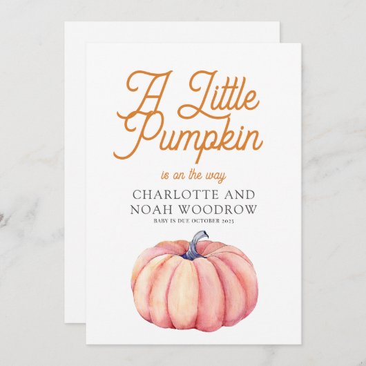 Adventure begint kleine pompoenzwangerschap aankondiging (Voorkant / Achterkant)