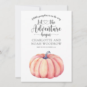 Adventure begint kleine pompoenzwangerschap aankondiging