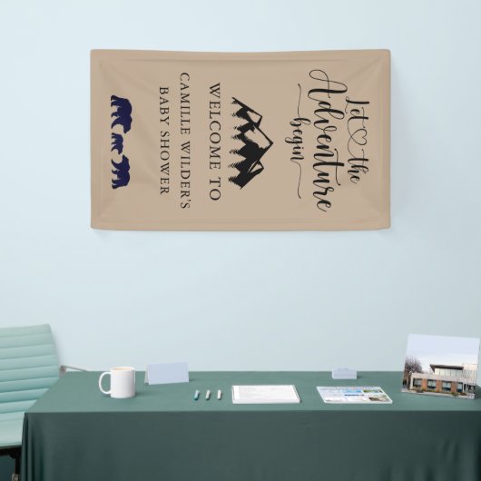 Adventure begint met Baby shower Rustic Kraft Welk Spandoek (Beurs)