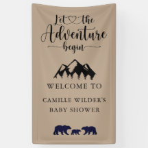 Adventure begint met Baby shower Rustic Kraft Welk