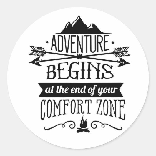 Adventure begint ronde sticker (Voorkant)