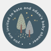 Adventure Boy Navy Baby shower Envelope Seal Ronde Sticker (Voorkant)