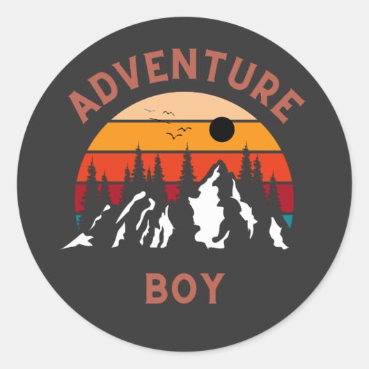 Adventure boy ronde sticker (Voorkant)