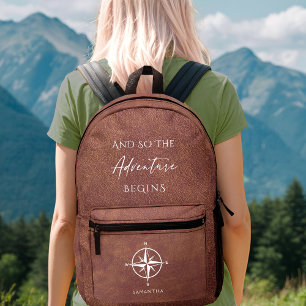 Adventure Brown Leather Travel Personalized Bedrukte Rugzak
