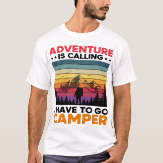 Adventure Camper Retro Mountain Camping Ontwerp T-shirt