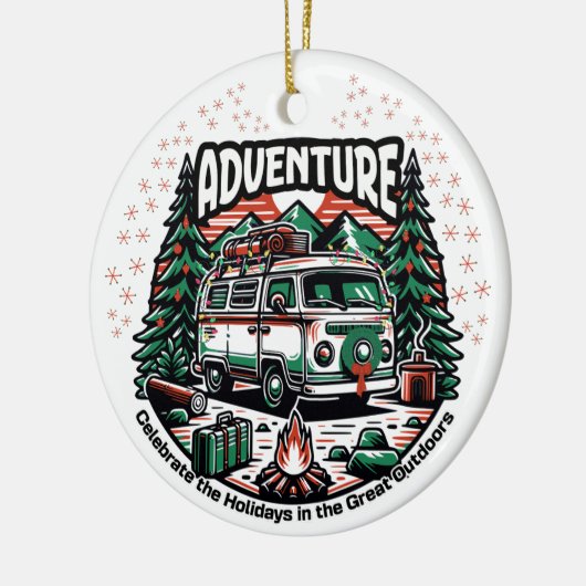 Adventure Camper Van Christmas Keramisch Ornament (Links)