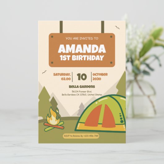 Adventure Camping Invitation Anniversaire (Debout devant)