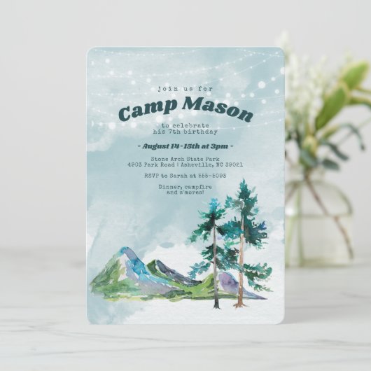 Adventure Camping Sleepover Invitation Anniversair (Debout devant)