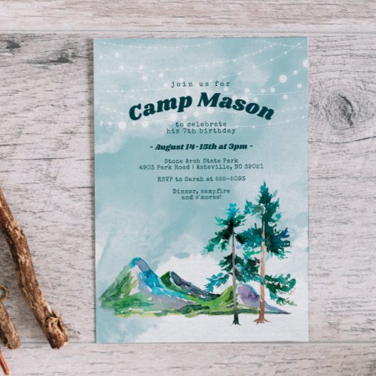 Adventure Camping Sleepover Invitation Anniversair